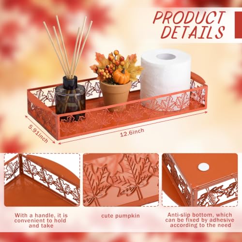 Autumn Red Maple Leaves Toilet Paper Basket Cute Metal Toilet Tank Paper Holder with Handle Fall Bathroom Storage Organizer Rural Vintage Accessories Decor for Bathroom Restroom - style: Autumn Maple Leaves