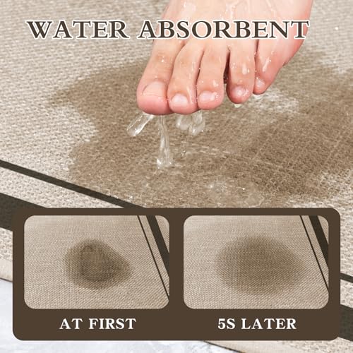 chakme Bathroom Rug Sets 3 Piece, Ultra Thin Bath Mat Absorbent, Non Slip, Machine Washable, Light Beige, 17" x 24" / 17" x 30" / 17" x 59 - color: Light Beige, size: 3-Piece (17" x 24" / 17" x 30" / 17" x 59")