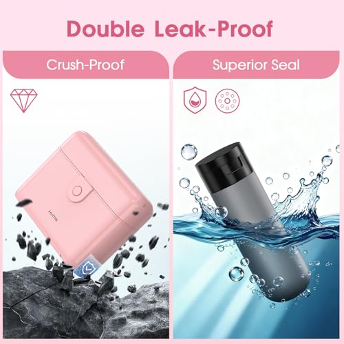 Travel Bottles with Case, 4x2oz TSA Approved, Leak-Proof, Press to Unlock, Compact & Portable Travel Toiletries (Pink) - color: Pink