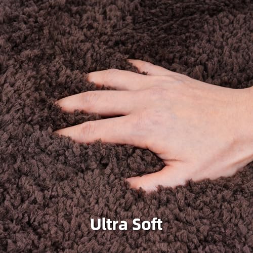 3 Pieces Luxury Bathroom Rug Set with U-Shaped Toilet Rug, Non-Slip Rubber Bottom, Thick Microfiber Fluffy Plush, Water absorption, Quick Dry, Ultra Soft, Bath Mats for Bathroom, Tub(Chocolate) - color: Chocolate