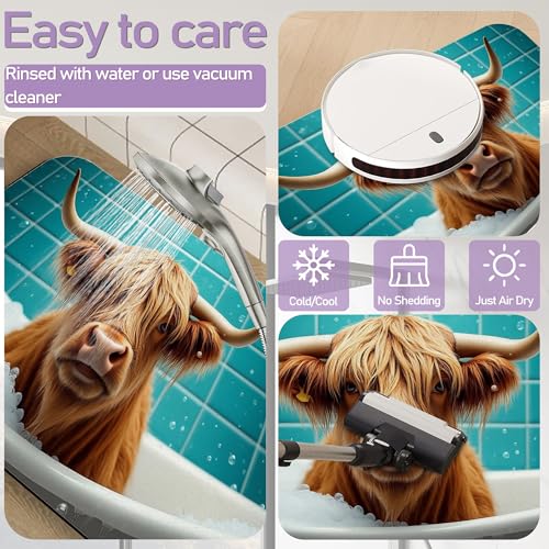 Funny Highland Cow Bathroom Rugs, Fast-Absorbing Bath Mat, Quick-Dry Non-Slip Thin Rug for Bathroom Floor Kitchen 17"x30" - color: Funny Highland Cow