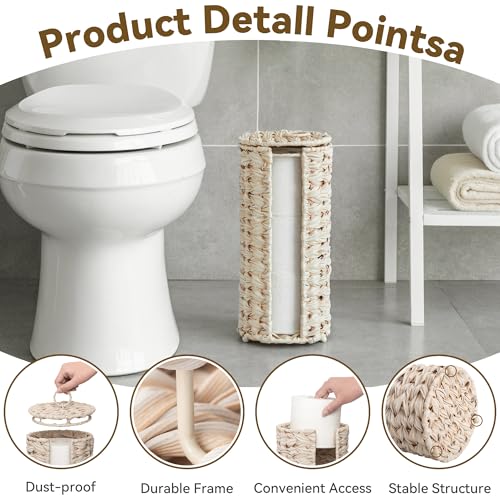GRANNY SAYS Toilet Paper Storage Holder, Bathroom Toilet Paper Holder Stand, Woven Bathroom Baskets for Bathroom, Free Standing Organizer for Bathroom Storage - color: Butter Milk, size: 6¾"D(For 3 Roll)
