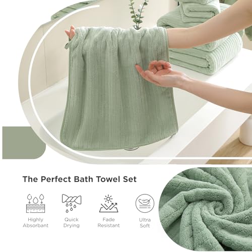 Hailea Hand Towels Set 16x31 Inches,Soft Microfibers Bathroom Towel Set 2 Pack,Highly Absorbent Quick Dry Luxury Towel Hotel Spa Gym Hand Towel Collection for Bathroom,Green - color: Green, size: 2-Piece Hand Towel