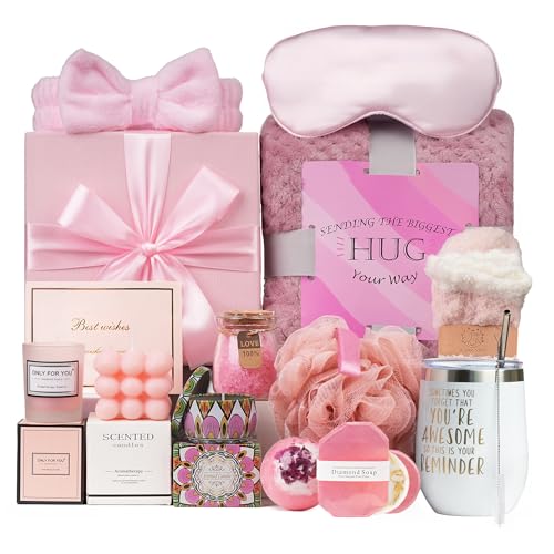 18 Pcs Get Well Soon Gift Set for Women, Care Package for Women after Surgery, Relaxing Spa Gifts Set with Blanket, Unique Birthday for Sister, Wife, Best Friend and Loved Ones