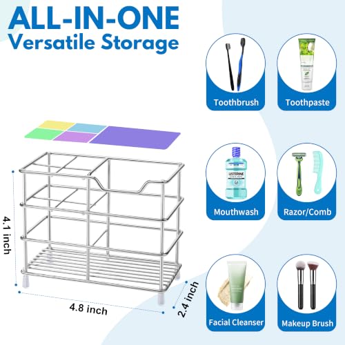 Urbanstrive 304 Stainless Steel Bathroom Toothbrush Holder Toothpaste Holder Stand Bathroom Accessories Organizer, Silver - color: Silver, size: Small