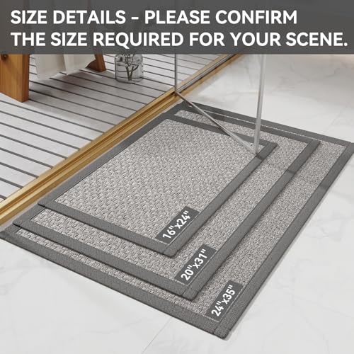 YDKGL Non Slip Bath Mat Bathroom Rugs, Soft Jute-Like Ultra Thin Bath Mats, Rubber Backing Super Absorbent Quick Dry Bath Rug Shower Mat Fit Under Door Bathroom Floor, Machine Washable, Gray 16" x 24" - color: B- Gray, size: 16" x 24“