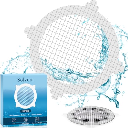 Disposable Shower Drain Hair Catcher, 30-Pack Mesh Stickers for Sink | peel-and-stick mesh traps hair, drains fast - stays flat on tile, metal, plastic - toss and replace, no scrubbing needed