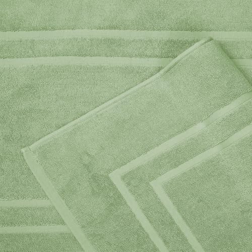 Feather & Stitch 2 Piece Towel Like Bath Mats (30x21 Inch) 100% Cotton Terry Bath Mats, Bathroom Shower Floor Mats [NOT A Bathroom Rug], Soft Absorbent Washable Mats - Pastel Green - color: Pastel Green
