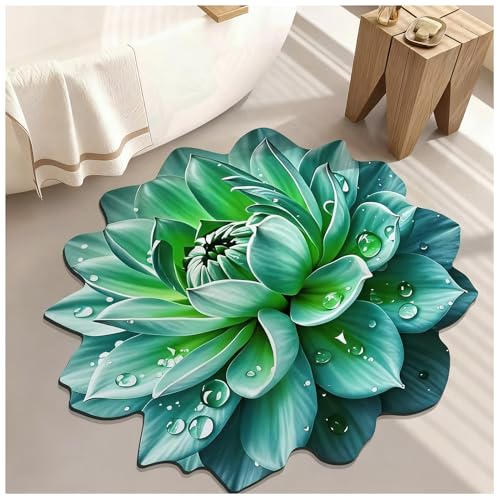 Floral Diatomaceous Earth Floor Mat 3D Flowers Pattern Bath Mat Non-Slip Bath Rug Safe Absorbent Quick Drying Bathmat Suitable for Bathroom Kitchen Entrance (Style 5, 39.37"/100cm) - color: Style 5, size: 3'3" x 3'3" (Flower)
