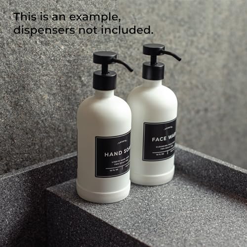 Verute Waterproof Labels for Amber Glass Soap Dispenser and Plastic Bottles 3.15"x2.35" Peel & Stick - Kitchen, Bathroom & Shower Set - 21 Pieces (White, Gray, Black) - color: White+gray+black