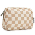 Narwey Small Checkered Makeup Bag for Purse Mini Cosmetic Bag Travel Makeup Pouch Zipper Pouch Cute Make up Bags with Compartments for Women Girls (Light Checkerboard, Small) - color: YB-Light Checkerboard, style: Small