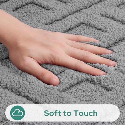 HOMEIDEAS Grey Bathroom Rug Set 2 Piece, Soft Microfiber Tufted Bath Mats, Super Absorbent Non Slip, Machine Washable Bathroom Rugs for Tub, Shower and Floor, 20" x 32" Plus 16" x 24" - color: Grey