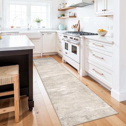 2x8 Rug Runners for Hallways: Washable Non Slip Kitchen Entryway Carpet Soft Low Plie Rugs for Laundry Bedroom Indoor Foldable Modern Abstract Home Decor Floor Mat for Bathroom 2x8 Beige - color: Beige, size: 2' x 8' (Runner)