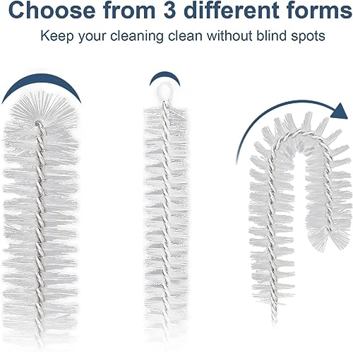 Ixiaoyoo 12 Pcs Bottle Cleaner Brushes Set, 11.8 Inch Nylon Cleaning Brush | White Straw Cleaner Brushes for Tumbler, Sippy Cup, Water Bottles, Hummingbird Feeders, Pipes, Sink Drain & Pet Waterers - color: 11.8 Inch White Cleaning Brushes
