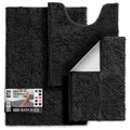 Hearth & Harbor Bathroom Rugs, Chenille Bath Mat - Machine Washable Bath Mats for Bathroom Non-Slip Backing Rubber, Quick Dry Mat - Black Bath Rug, 17x24-26x44-20x24 - color: Black, style: 17x24 / 26x44 / 20x24