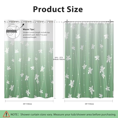 No Hook Shower Curtain with Snap-in Liner, Green Ombre Bathroom Shower Curtains with Liner Set, Waterproof & Washable, Mesh Top Window, 59" W x 79" L - color: 02 Ombre - Green, size: 59"W x 79"L (Pack of 1)