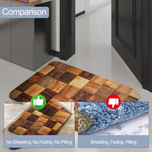 Bath Mats for Bathroom,Wood Texture Bathroom Rugs,Rustic Farmhouse Diatomaceous Bath Rug Quick Dry, Non Slip Super Absorbent Low Profile Doormat for Home Kitchen Patio 17 X 29.5 Inch - color: Wood Texture
