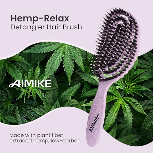 AIMIKE Hair Brush, Dual Soft Boar & Nylon Bristles HairBrush for Fine Hair, Shine Boost & Frizz Control Hair Brush for Women, Soft Bristle Brush For Slick Back, Volume and Shine, Best Gift for Women - color: Boar Bristles Purple