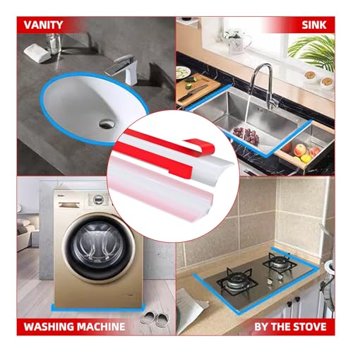 Flexible Shower Threshold Water Dam, Self Adhesive Silicone Water Barrier, Bathroom and Kitchen Water Strip, Shower Splash Guard for Dry and Wet Separation, 98inch, Clear - color: Transparent, style: 98Inch