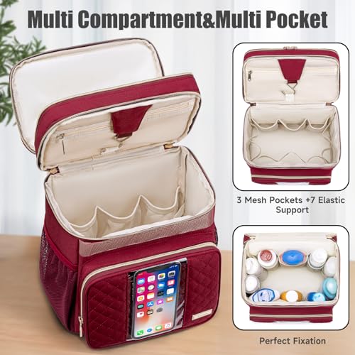 Tealari Large Toiletry Bag for Women Men,Bathroom Bag,Water Resistant Shower Bag,Makeup Bag,Portable Shower Caddy for College Dorm,Hanging Travel Toiletry Bag with Transparent Waterproof Phone Pocket - color: Wine Red