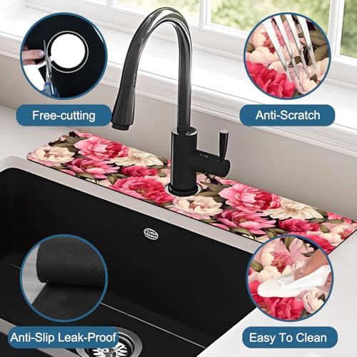 Faucet Mat for Kitchen Sink Absorbent Splash Guard Bathroom 23.5"X5.5" - size: 23.5" x 5.5"