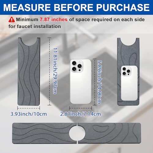 Faucet Mat for Kitchen Sink - Diatomite Quick Dry Sink Splash Guard, Super Absorbent, Kitchen Stone Sink Tray, Faucet Splash Guard for Bathroom Counter (23.62 * 3.93") - size: 23.62 * 3.93"
