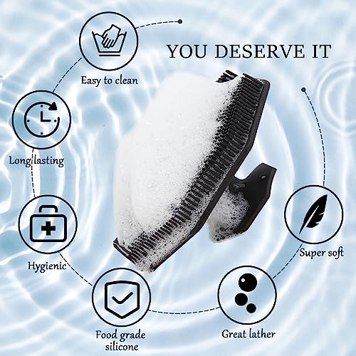 2Pack Silicone Body Scrubber, Qewro Body Buffer Exfoliating Brush with Silicone Loofah, Scalp Exfoliator Hair Shampoo Skin Cleaning Brush, Bath & Body Brushes for Men Women use in Shower (2Pack) - size: 2Pack