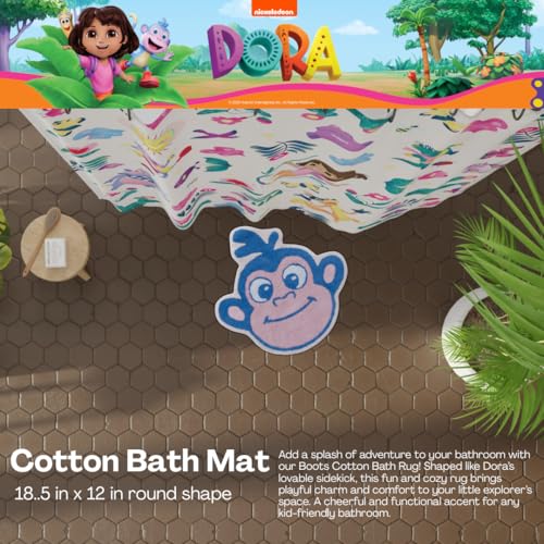 Dora the Explorer Boots Bath Rug – Kids Non-Slip Cotton Plush Bathroom Mat, Monkey Character Shaped Rug, 18.5 x 12 in (Officially Licensed) by Franco - color: Dora the Explorer - Boots