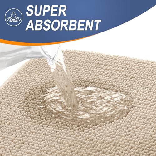 OLANLY Bathroom Rugs Sets 2 Piece, Soft Absorbent Memory Foam Bath Rug Set, Non-Slip, Quick Dry, Machine Washable Bath Mats for Bathroom, Home Decor Accessories (30"x20"+24"x16", Beige) - color: Beige, size: 30" X 20" + 24" X 16"