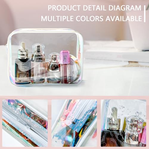 Neon TSA Approved Clear Toiletry Pouch, 7"x2.3"x4.7" Size, PVC Travel Makeup Bags for Toiletries, Transparent Cosmetic Bag for Women and Men Small (B127-D1199-1) - color: B127-D1199-1