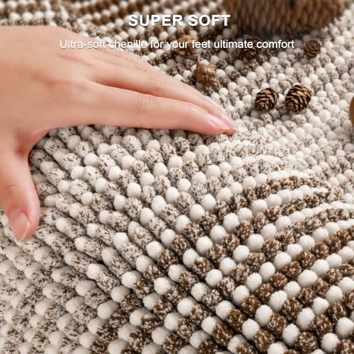 BSICPRO Bathroom Rugs and Mats Sets, 2 Piece Thick Absorbent Chenille Bath Mat Rug Set Non Slip, Soft Shaggy Bath Room Floor Mats for Bathroom, Machine Washable (Brown, 20" x 47" Plus 16" x 24") - color: Brown, size: 20" x 47" Plus 16" x 24"