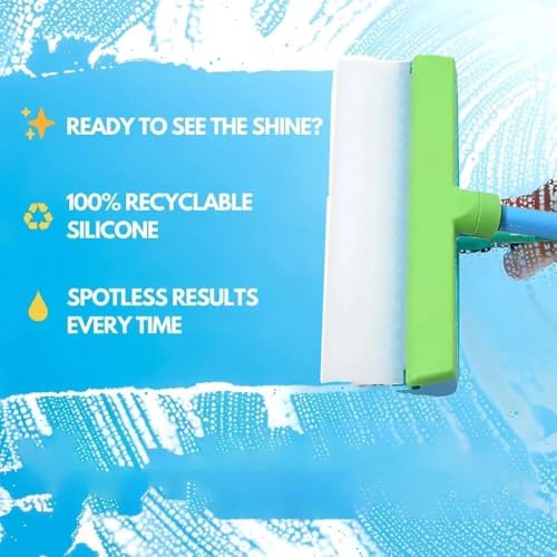 Scratch-Free & Streak-Free Squeegee 5-Piece Set for Glass Cleaning, Recyclable Silicone Window Squeegee Kit, Ultra-Flexibles 3 in 1 Windows Cleaning Scraper, for Windows, Mirrors, Car (Green) - color: Green