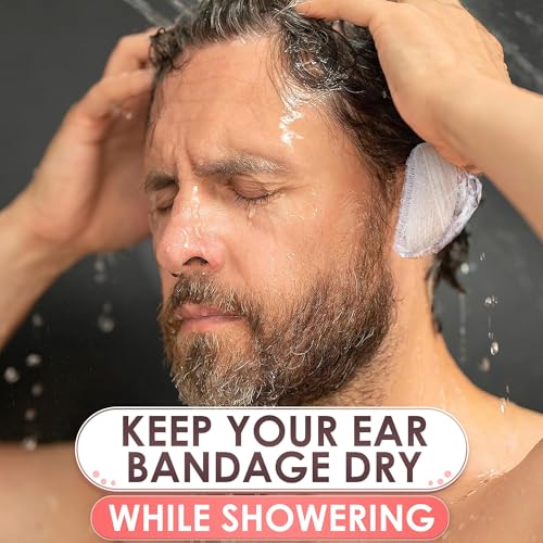 200 Pcs Disposable Ear Covers for Shower, Baths, and Hair Coloring | Lightweight Shower Ear Covers for Showering, Ears Protect from Splashes, Elastic Band that Stretches Up From 1.97" To 4.6"