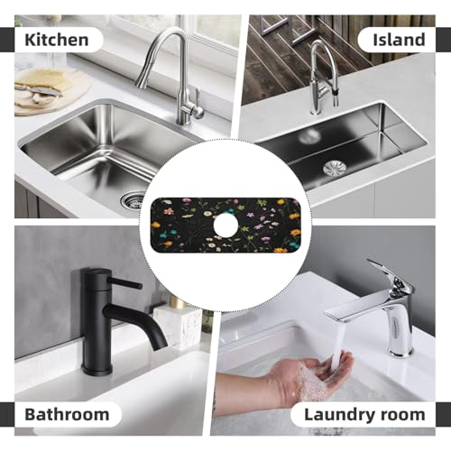 Flower Branch Pattern Design Cute Kitchen sink faucet pad, strong water absorption, anti slip, easy to clean, very suitable for splash and drip prevention, suitable for kitchens and bathrooms - color: Flower Branch Pattern Design Cute