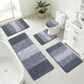 Bsmathom Bathroom Rugs Sets 5 Piece, Soft Absorbent Microfiber Bath Rugs with U-Shaped Contour Toilet Rug and Toilet Lid Cover, Thick Non-Slip Plush Shaggy Bath Mat Set,Dark Grey - color: Dark Grey, size: 18"x26"+20"x31"+20"x48"+U20"x24"+Cover19"x21"