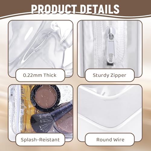 YedsIntu 16 Packs Clear Makeup Bags Cosmetic Storage Bags Waterproof TAS Approved Toiletry Bags PVC Zipper Pouches Organizer Case for Organizing Travel Bathroom