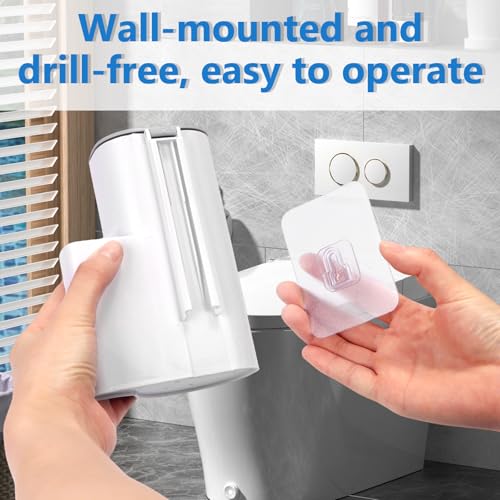 2 Pack Disposable Toilet Brush and Holder Set, Disposable Toilet Cleaning System Extended Handle with 48 Toilet Wand Refills, Toilet Brush for Toilet Bowl Cleaners, Bathroom Cleaning, Bathtub - size: 2 set gray and white + 48 refills
