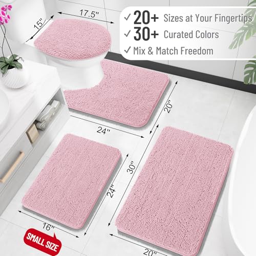 OLANLY Toilet Rugs U-Shaped 20x20, Extra Soft Absorbent Chenille Contour Bathroom Rugs for Toilet, Dry Quickly, Machine Washable, Non-Slip Bath Mat, Dusty Rose - color: Dusty Rose, size: 20" X 20" Contour Rug