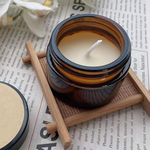 36 Pack 2oz Amber Glass Jars, Round Cosmetic Jars with with Black Lids and Inner Liners, Reusable Glass Containers for Homemade Creams, Candle, Skincare, Lotion, Travel