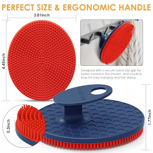 INNERNEED Magnetic Silicone Body Scrubber, Hygienic Shower Brush, Red | Gentle Exfoliating & Deep Cleansing Body Brush for Daily Shower, Skin Vitality - color: Red