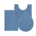 SHACOS Microfiber Small Bathroom Rugs Set of 3 Piece with Toilet Lid Cover | Non Slip Super Soft Absorbent 16"x24" Bath Mat U Shape Contour Mat Bathroom Carpet Machine Washable(Blue) - color: Blue, size: 16"x24"+U-Shape 20"x24"+Lid Cover 19"x21"