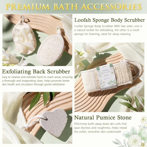 Birthday Gifts for Women, Bergamot Jasmine Relaxing Spa Gift Baskets for Women Self Care Package Bath Gift Set, Home Bath and Body Kit Pampering Christmas Gifts for Womens Her Mom Friend Sister Wife - color: Sage Green-Bergamot Jasmine
