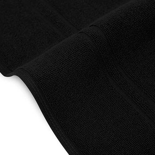 Tens Towels Pack of 2 Bath Mats 100% Cotton, 20 x 32 Inches, Super Absorbent, Hotel Quality Premium Floor Towels, Luxurious, Soft & Quick Dry, Not a Bathroom Rug, Black - color: Black