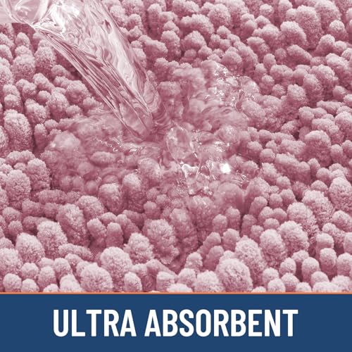 Smiry Bathroom Toilet Rugs U Shaped 24x20, Extra Soft Absorbent Non Slip Rubber Backing Chenille Contour Bath Rugs for Toilet, Machine Washable Contoured Bath Mats, Dusty Rose - color: Dusty Rose, size: 24'' X 20''