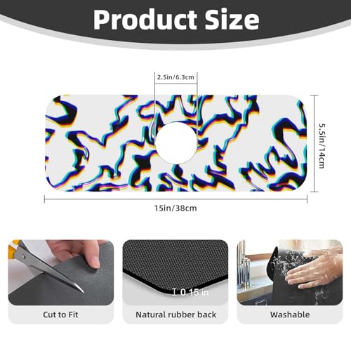 Faucet Draining Mat For Kitchen Sink, Black Line Phantom Diatom Mud Absorbent Drain Pad For Bathroom Kitchen Sink Splash Guard Drying Mat - color: Black Line Phantom