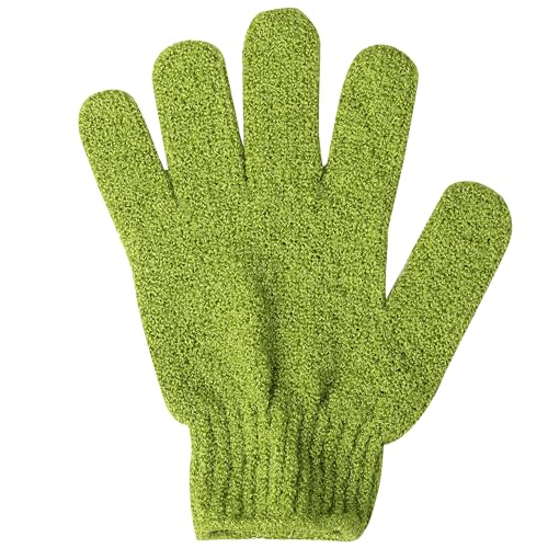 Slick Exfoliating Gloves - 4 Pcs Body Scrub Gloves, Shower & Bath Exfoliation Mitts - color: Shades of Green
