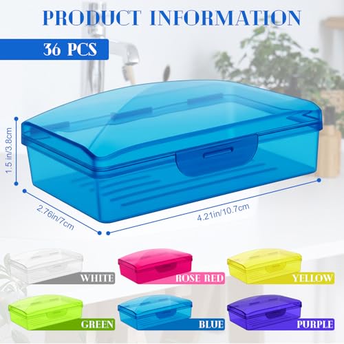 Reallnaive 36 Pcs Travel Soap Container Portable Plastic Soap Boxes Bulk with Lid Homeless Donations Bulk Gym Shower Tour Groups Hotel Outdoor Camping (Mixing Colors) - color: Mixing Colors