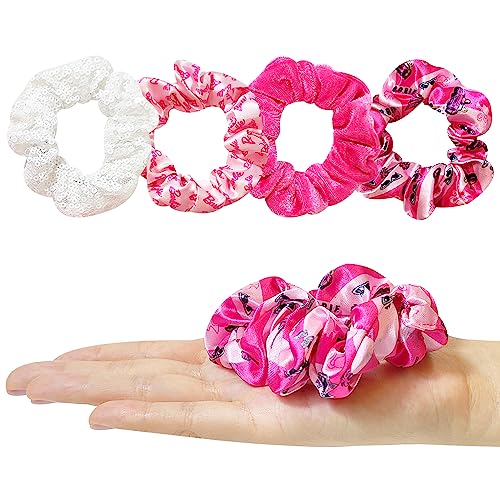 Barbie Hair Accessory 5 Pcs Set - 1 Regular 9 inch Hairbrush & 4 Scrunchies - Detangling Brush Elastic Hair Ties Ropes, Ages 3+ - color: Barbie 5 Piece Hair Accessories