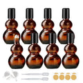 Essential Oil Roller Bottles, 20ml Amber Gourd Shaped Glass Roller Bottles with Stainless Steel Roller Ball, for Travel,Perfume (Amber-Black Cap, 20ML) - color: Amber-Black Cap, size: 20ML