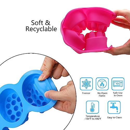 2Pcs Silicone Massage Bar Soap Molds, Handmade Soap Molds for Soap Making, 3D Hair Comb Ice Mold Scalp Massager, Hair Brush Soap Bar Silicone Mold, Food Grade Soap Mould Massage Moulds - color: Pink, Blue